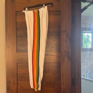 Aviator nation white rainbow sweatpants